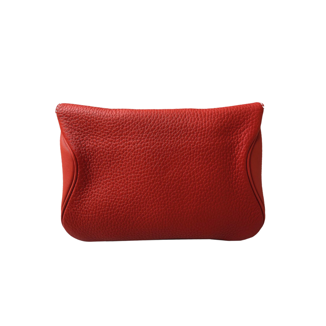 Hermès - RED POPPY CLEMENCE AND SWIFT LEATHER CLUTCH