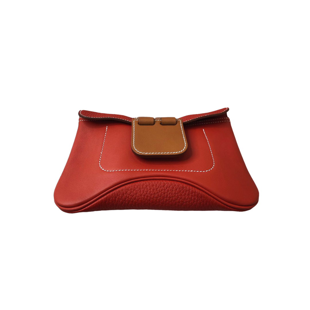 Hermès - RED POPPY CLEMENCE AND SWIFT LEATHER CLUTCH