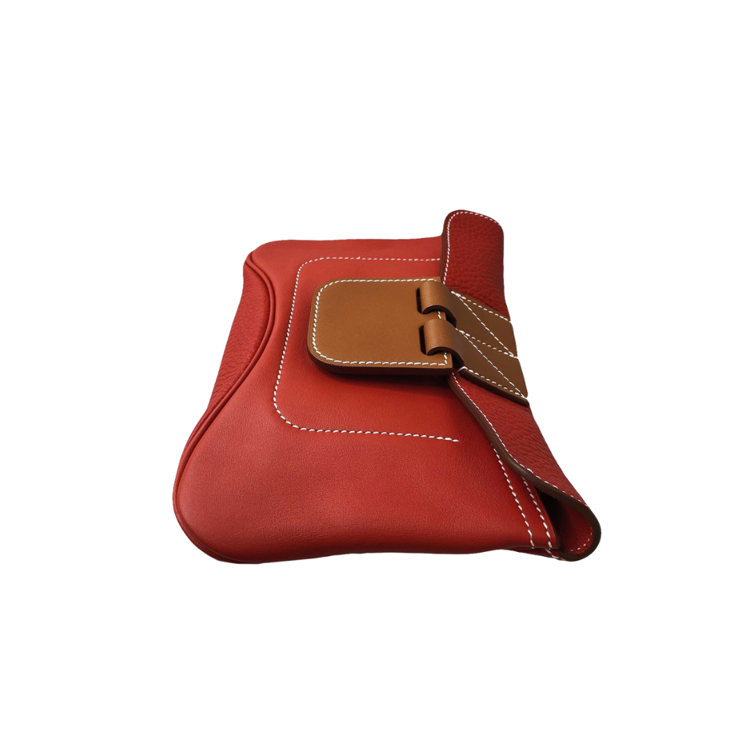 Hermès - RED POPPY CLEMENCE AND SWIFT LEATHER CLUTCH