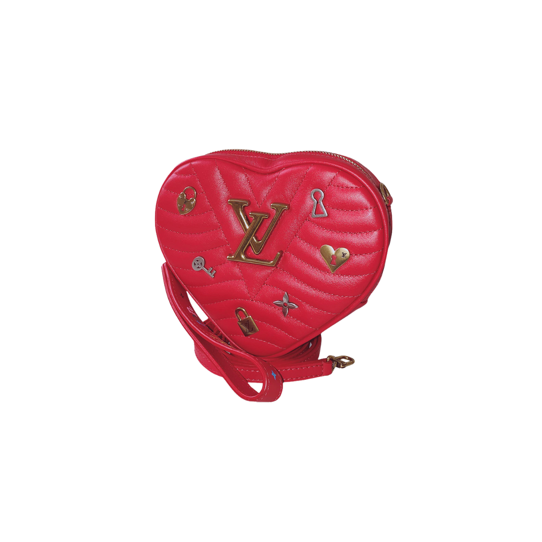 LOUIS VUITTON - RED QUILTED LEATHER LOVE LOCK HEART