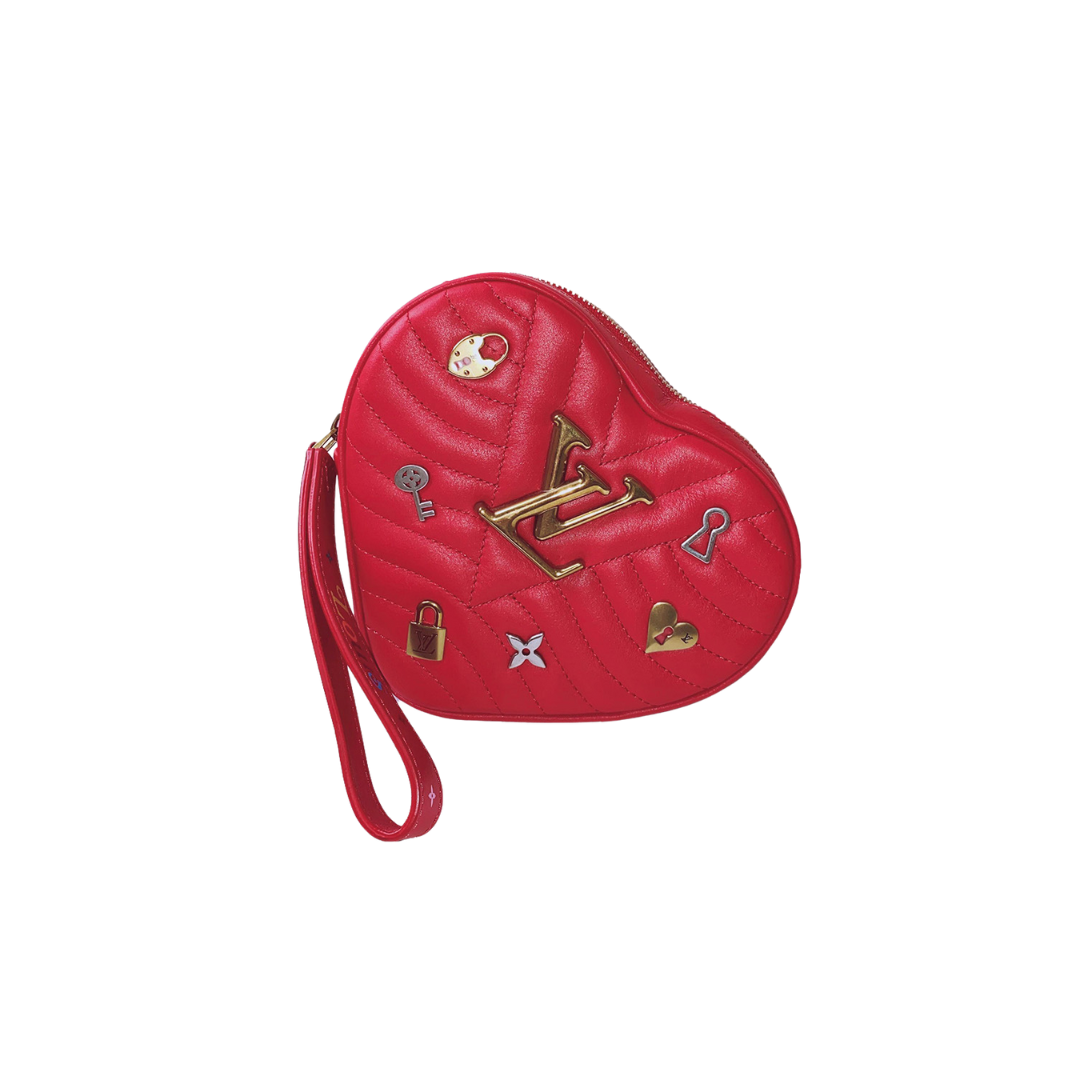 LOUIS VUITTON - RED QUILTED LEATHER LOVE LOCK HEART