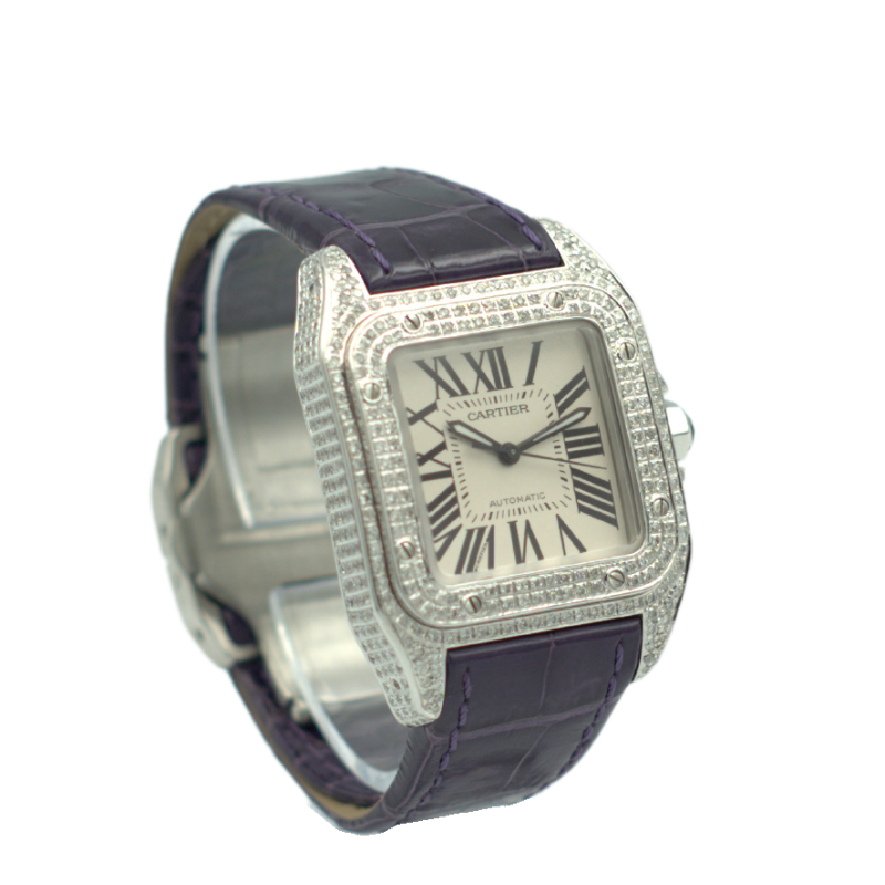 Cartier Santos 100 Medium Size - diamond set