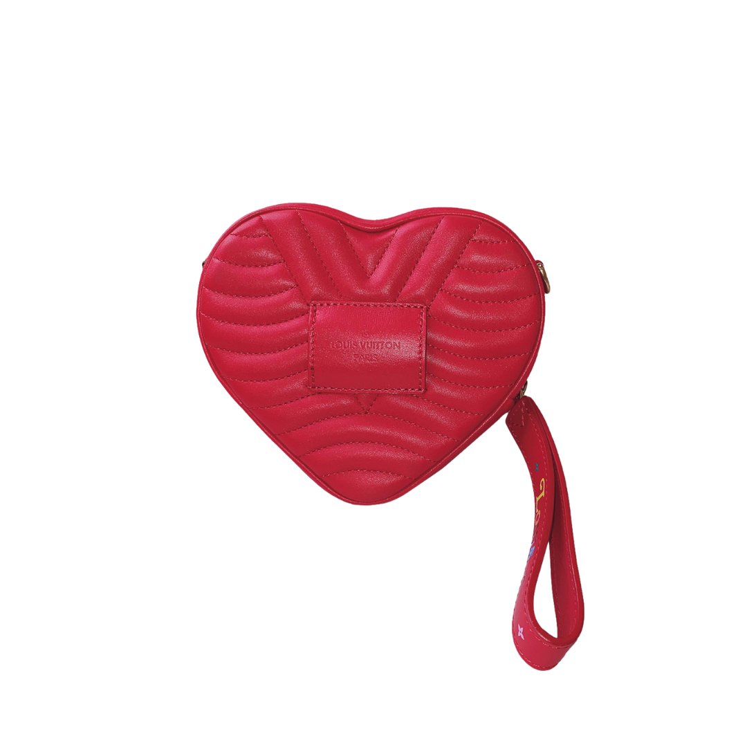 LOUIS VUITTON - RED QUILTED LEATHER LOVE LOCK HEART