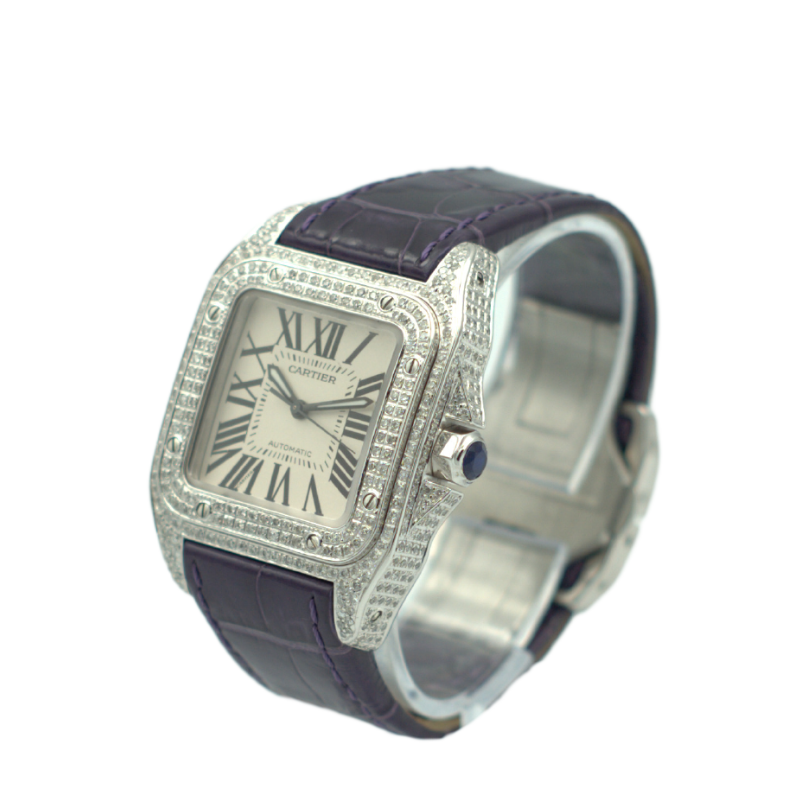 Cartier Santos 100 Medium Size - diamond set