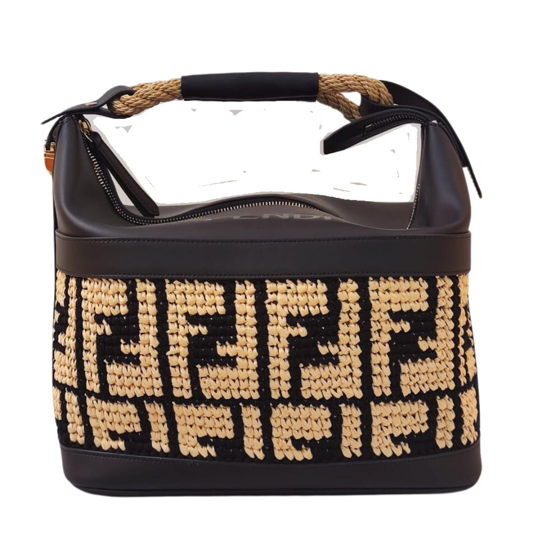 Fendi - BLACK/BEIGE RAFFIA INSULATED BAG