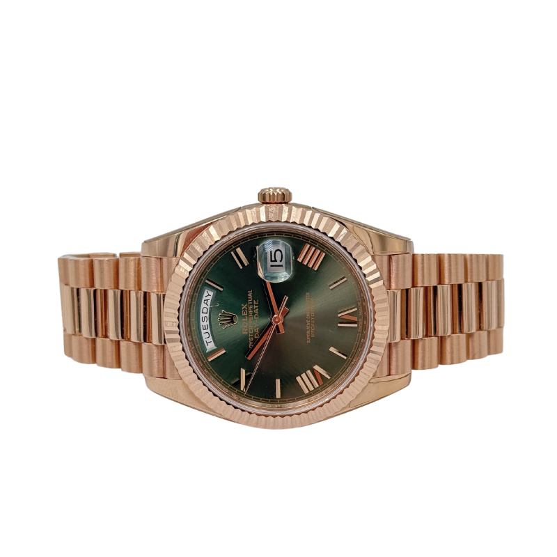 Rolex 228235 Day-Date 40 Rose Gold Olive Green Dial - 2018 Full Set