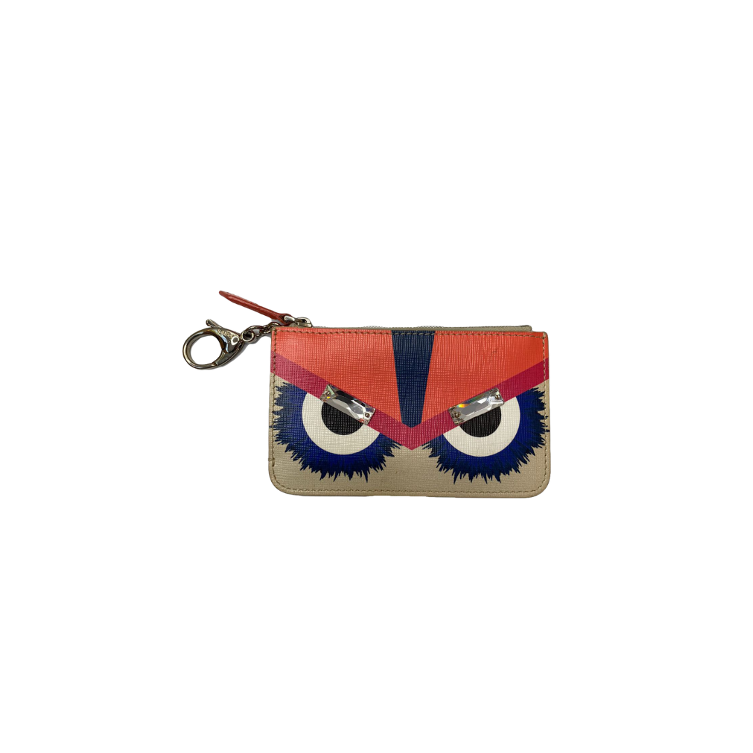 Fendi - MULTICOLOUR MONSTER VITELLO ELITE LEATHER KEY RING POUCH