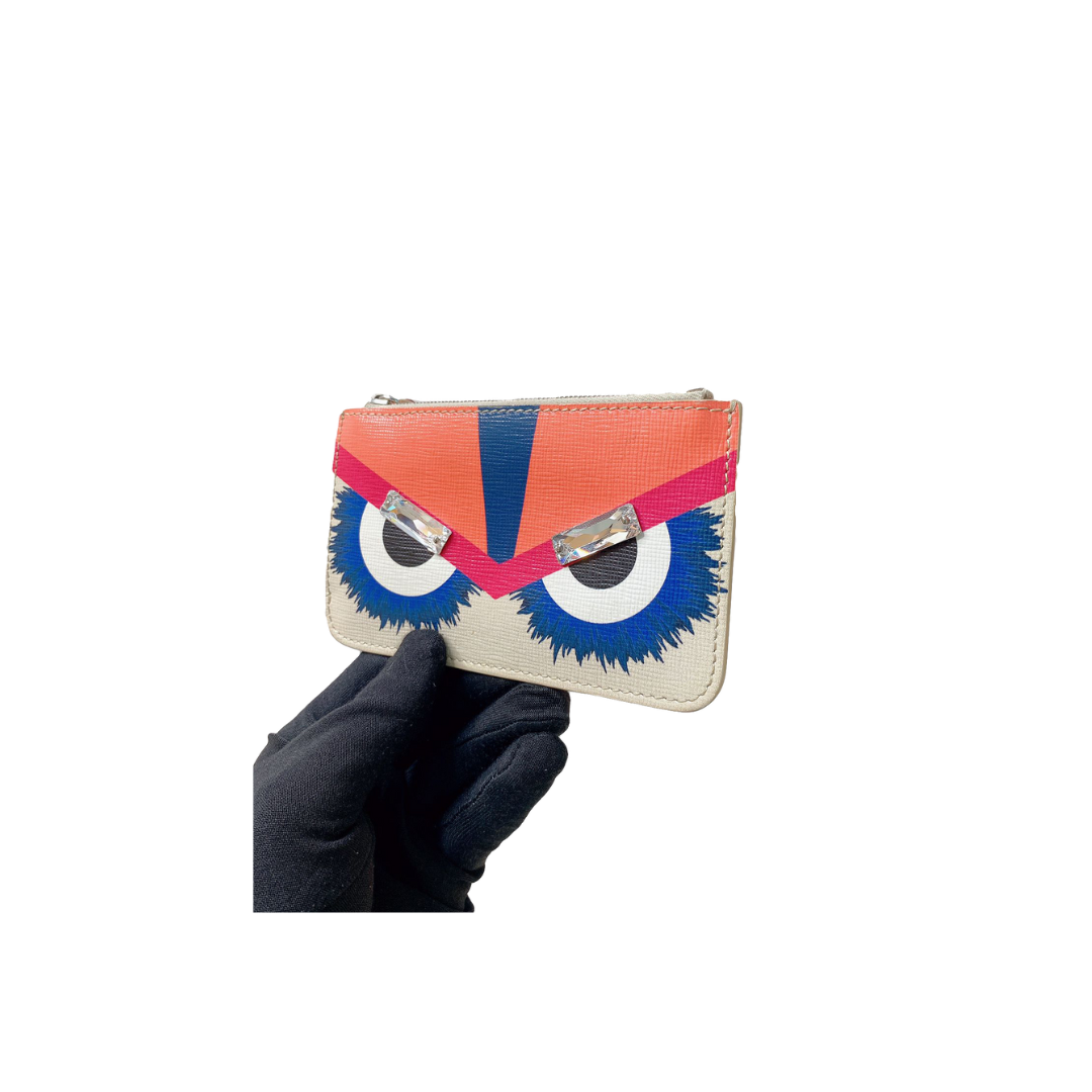 Fendi - MULTICOLOUR MONSTER VITELLO ELITE LEATHER KEY RING POUCH