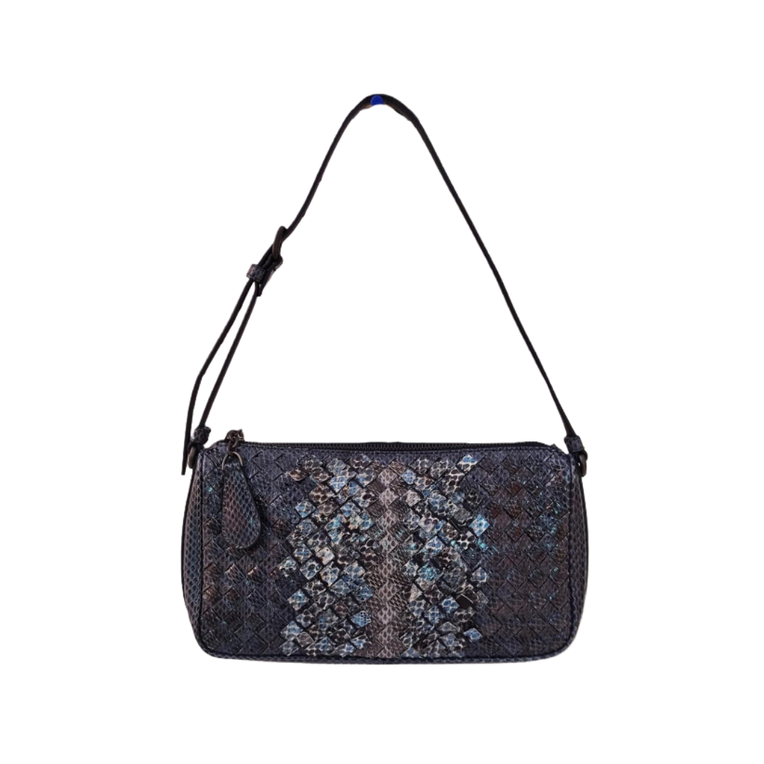 Bottega Veneta - GREY LEATHER AND PHYTON SHOULDER BAG