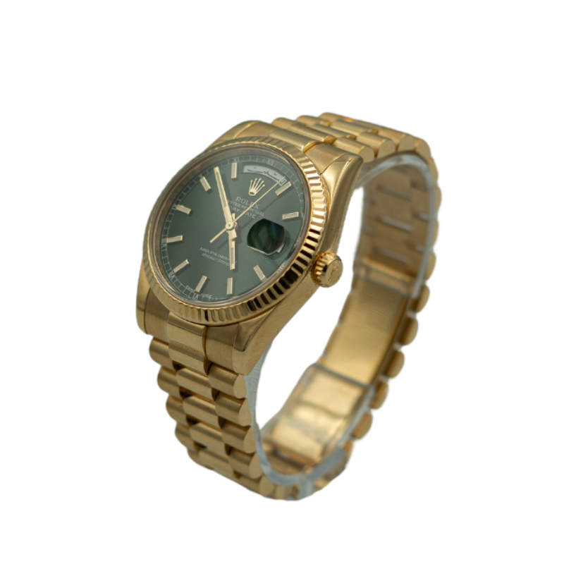 Rolex 118238 Day-Date 36mm yellow gold green Arabic dial