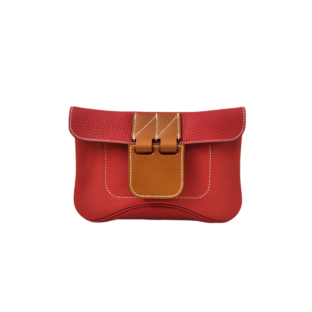 Hermès - RED POPPY CLEMENCE AND SWIFT LEATHER CLUTCH