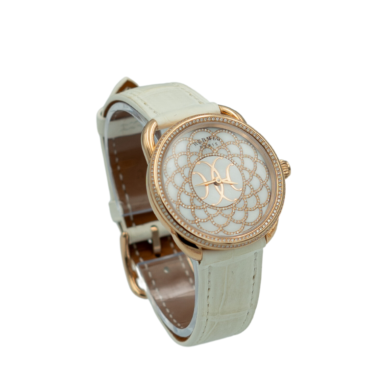 Hermès Arceau H Deco 34mm Diamond-Set Rose Gold